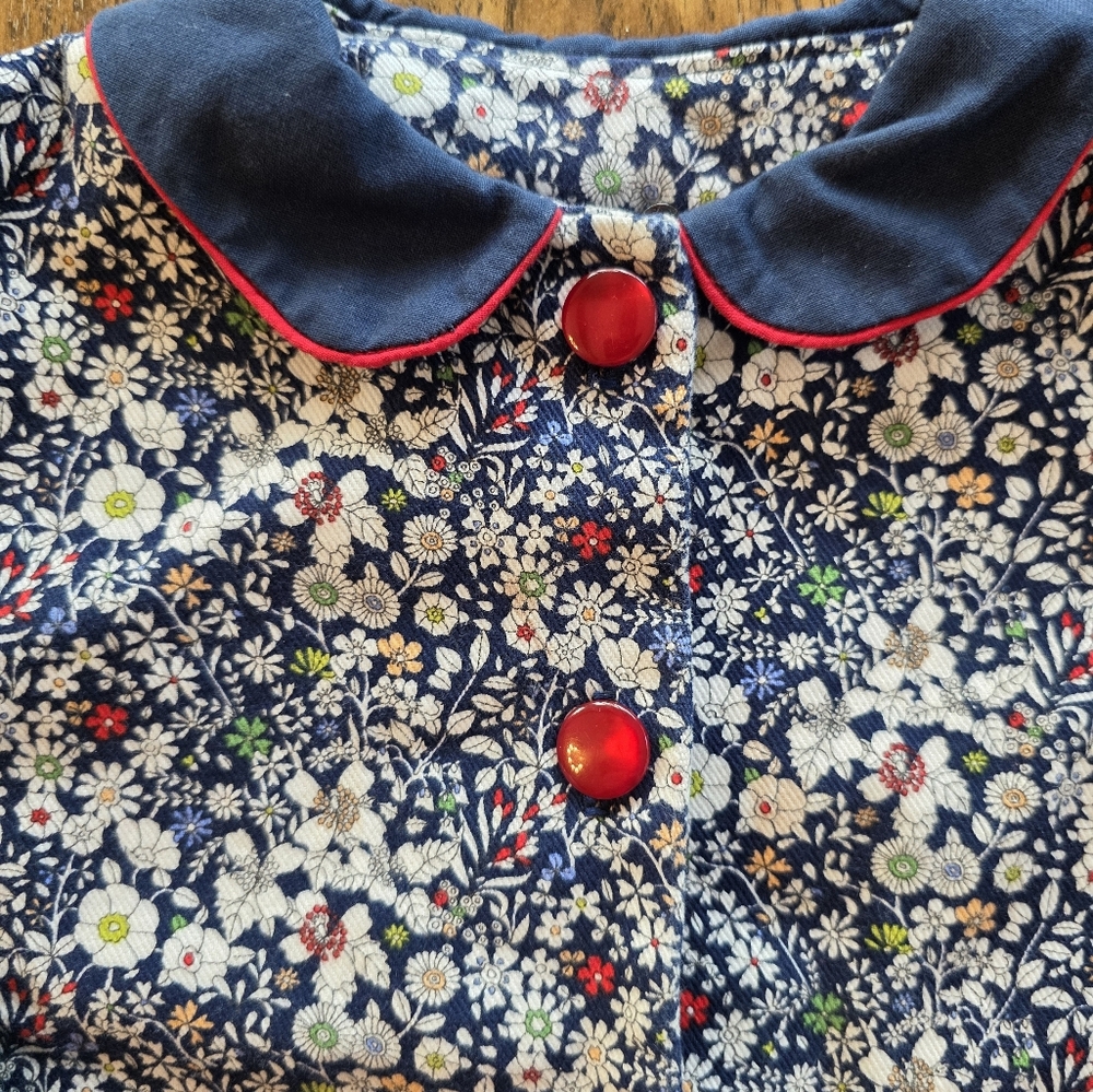 Handmade Floral Baby Outfit With Matching Embroidered Bonnet - Picture 8 of 9